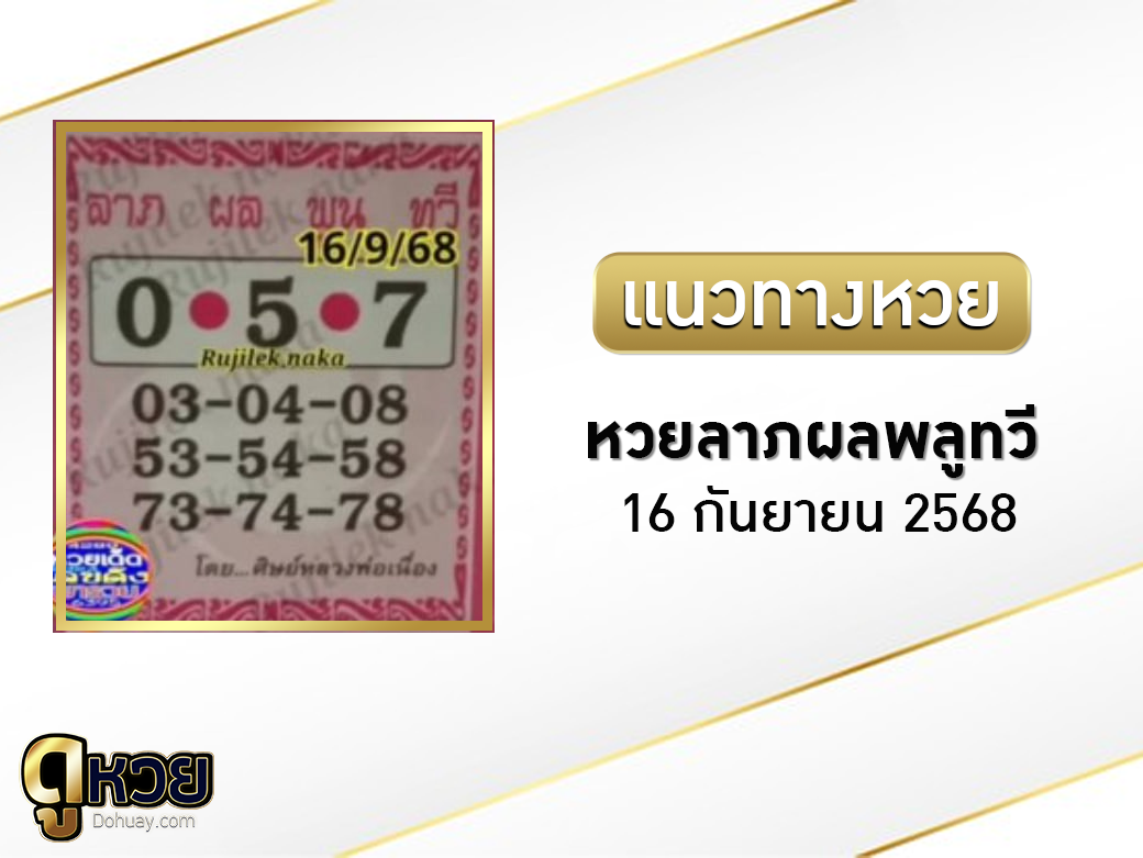 หวยลาภผล พูน ทวี 16/9/2568