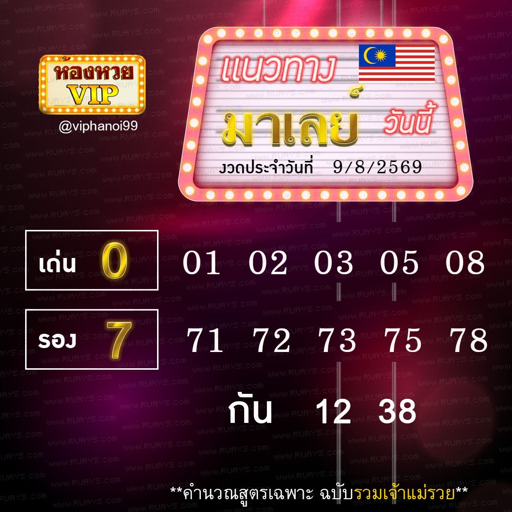สูตรหวยฮานอยห้องหวย 9-8-69